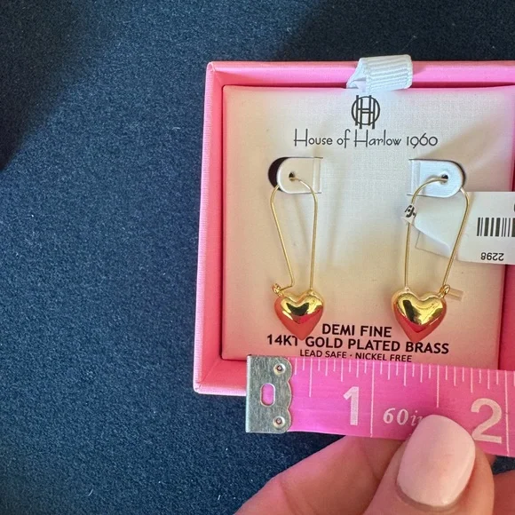 House of Harlow 1960  14Karat Gold Plated Heart Earrings - Picture 2 of 8
